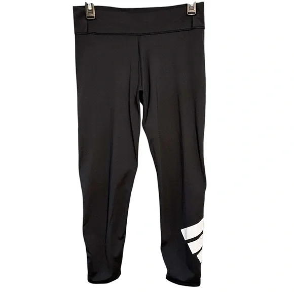 Adidas Aeroready Cropped Workout Leggings Black Grey Size Large - Picture 2 of 6